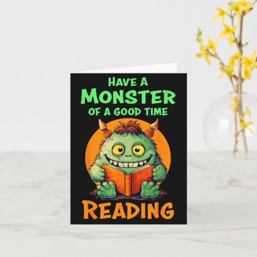 Funny Halloween Teacher Librarian Monster Reading  Kaart (Gele Bloem)