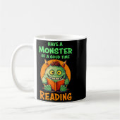 Funny Halloween Teacher Librarian Monster Reading  Koffiemok (Links)
