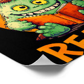Funny Halloween Teacher Librarian Monster Reading  Poster (Hoek)