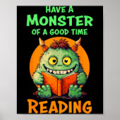 Funny Halloween Teacher Librarian Monster Reading  Poster (Voorkant)
