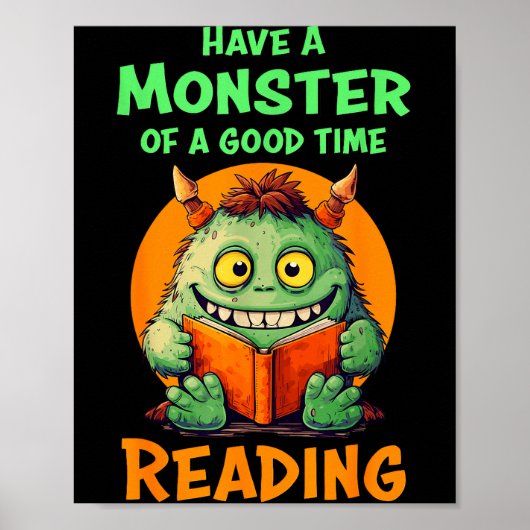 Funny Halloween Teacher Librarian Monster Reading  Poster (Voorkant)