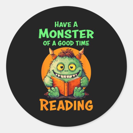 Funny Halloween Teacher Librarian Monster Reading Ronde Sticker (Voorkant)