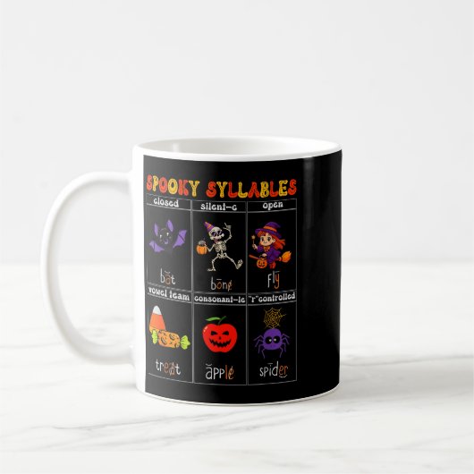 Funny Halloween Teacher Spooky Syllables Candy Cos Koffiemok (Links)