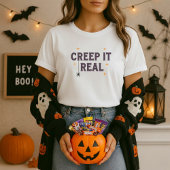 Funny Halloween Tee; Creep It Real Spider Pun T-shirt