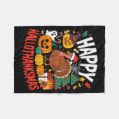 Funny Halloween Thanksgiving Christmas Happy Hallo Fleece Deken (Voorkant (Horizontaal))