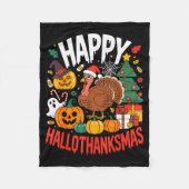 Funny Halloween Thanksgiving Christmas Happy Hallo Fleece Deken (Voorkant)