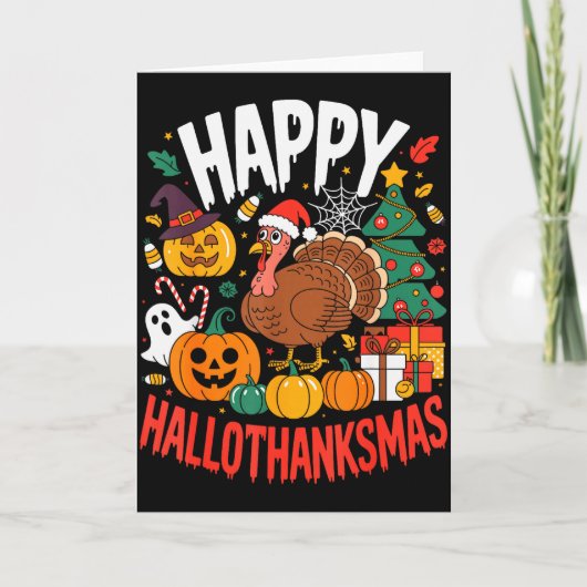 Funny Halloween Thanksgiving Christmas Happy Hallo Kaart (Voorkant)