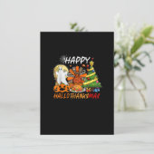 Funny Halloween Thanksgiving Happy Hallo Kaart (Staand voorkant)