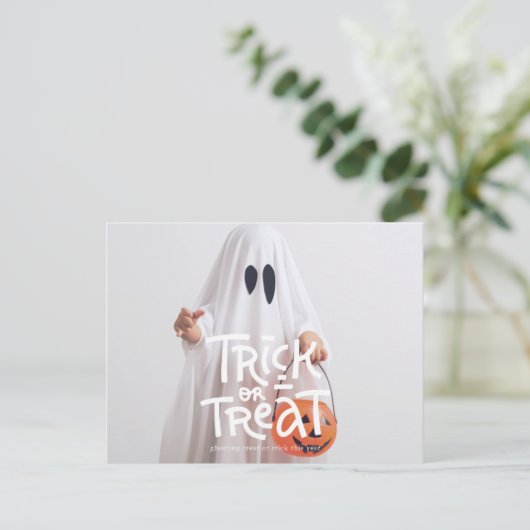 Funny Halloween Trick or treat dit jaar Briefkaart (Staand voorkant)