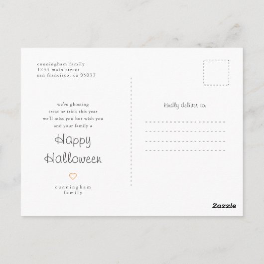 Funny Halloween Trick or treat dit jaar Briefkaart (Achterkant)