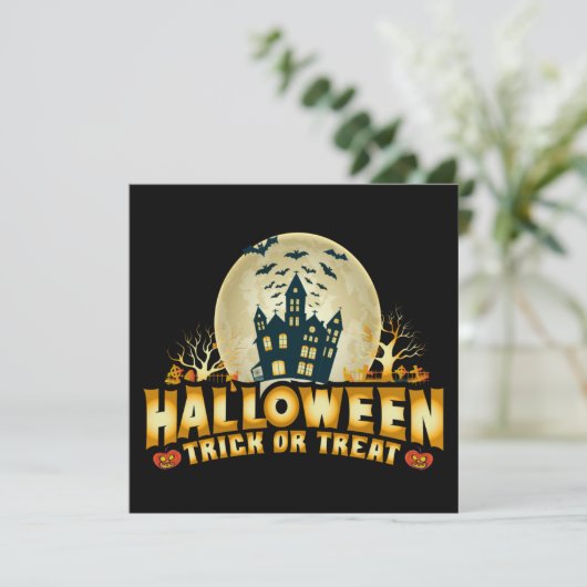 Funny Halloween Trick or treat Scary Flat Kaart (Staand voorkant)