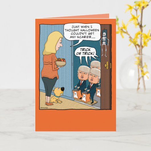 Funny Halloween Trump Trick-or-Treers Kaart (Gele Bloem)