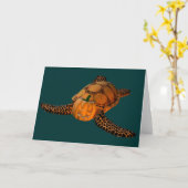 Funny Halloween Turtle Kaart (Gele Bloem)