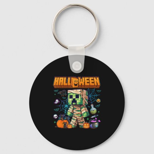 Funny Halloween Video Game Pumpkin Gaming Men Boys Sleutelhanger (Voorkant)