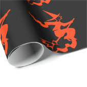 Funny Halloween Witch Broom Holiday Black Sinaasap Cadeaupapier (Rol Hoek)