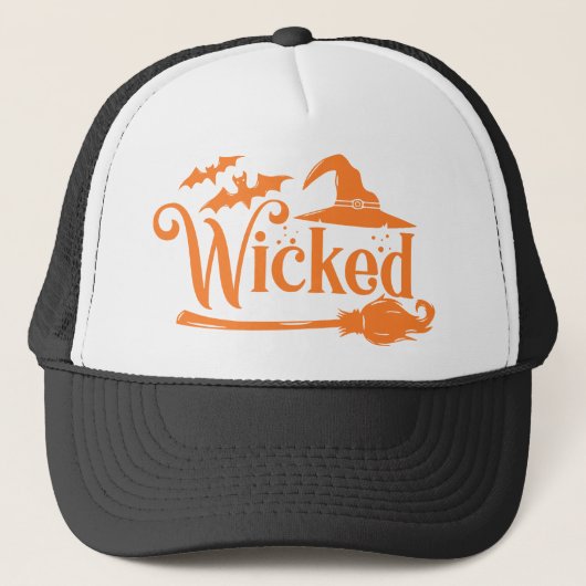 Funny Halloween, Witch Broomstick geschopt Trucker Pet (Voorkant)