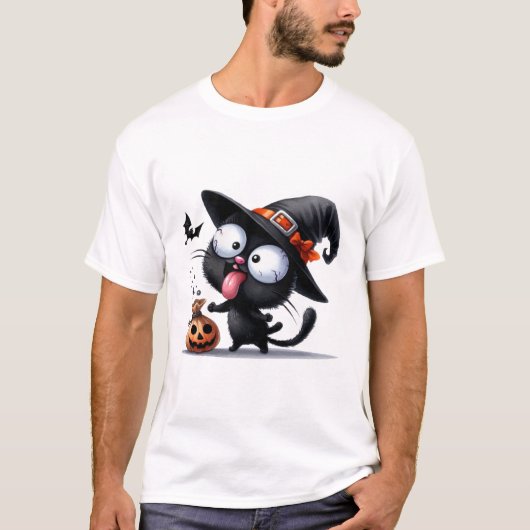 Funny Halloween Witch Cat Spooky Treats ✨🐾🎃 T-shirt (Voorkant)