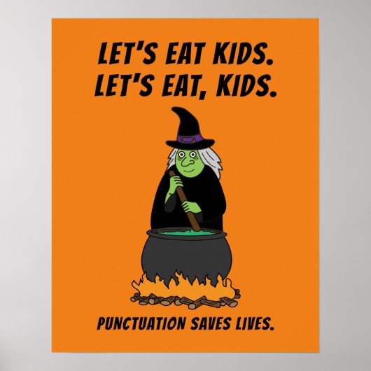 Funny Halloween Witch Cool English Teacher Grammar Poster (Voorkant)