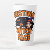 Funny Halloween Witch Design - "Resting Witch Face Latte Mok (Voorkant)