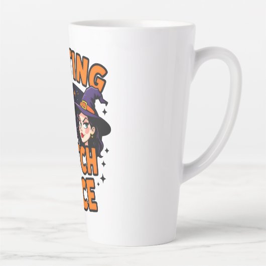 Funny Halloween Witch Design - "Resting Witch Face Latte Mok (Rechts)