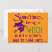 Funny Halloween Witch Feestdagenkaart (Voorkant / Achterkant)