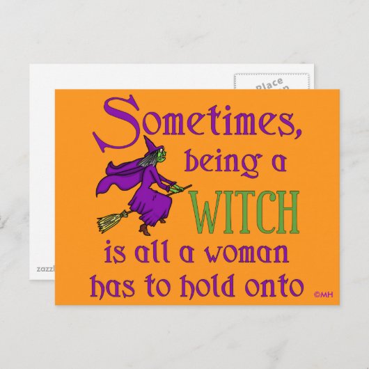 Funny Halloween Witch Feestdagenkaart (Voorkant / Achterkant)
