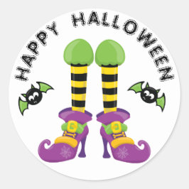 Funny Halloween Witch Feet Ronde Sticker