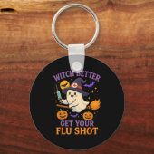 Funny Halloween Witch Ghost Flu Shot Nurse  Sleutelhanger (Voorkant)