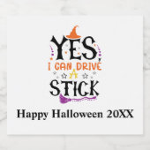 Funny Halloween Witch Ja, ik kan een stok rijden Bier Etiket (Enkel label)