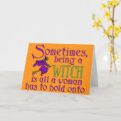Funny Halloween Witch Kaart (Gele Bloem)