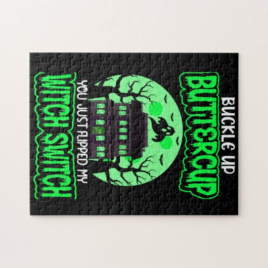 Funny Halloween Witch Switch Neon Green Legpuzzel (Horizontaal)