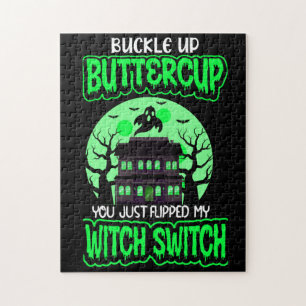 Funny Halloween Witch Switch Neon Green Legpuzzel