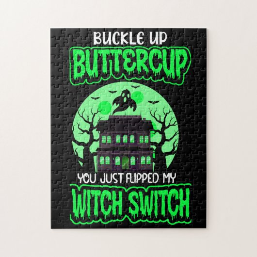 Funny Halloween Witch Switch Neon Green Legpuzzel (Verticaal)
