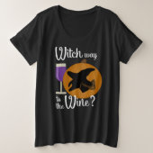 Funny Halloween Witch Way to the Wine Pumpkin Grote Maat T-shirt (Design voorkant)