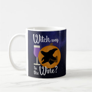 Funny Halloween Witch Way to the Wine Pumpkin Koffiemok