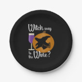 Funny Halloween Witch Way to the Wine Pumpkin Papieren Bordje (Voorkant)