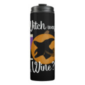 Funny Halloween Witch Way to the Wine Pumpkin Thermosbeker (Voorkant)