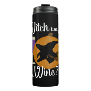 Funny Halloween Witch Way to the Wine Pumpkin Thermosbeker