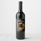 Funny Halloween Witch Way to the Wine Pumpkin Wijn Etiket (Voorkant)