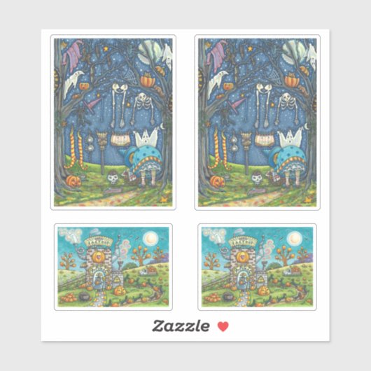 FUNNY HALLOWEEN WITCHES AND BLACK CATS STICKERS (Vel)