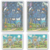 FUNNY HALLOWEEN WITCHES AND BLACK CATS STICKERS (Voorkant)