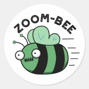 Funny Halloween Zombie Bee Pun Ronde Sticker