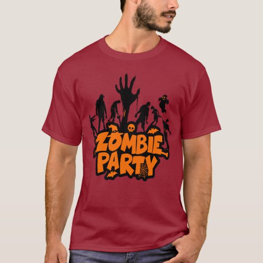 Funny Halloween Zombie Party Scary T-Shirt (Voorkant)