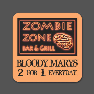 Funny Halloween Zombie Zone Bloody Marys Kartonnen Onderzetters