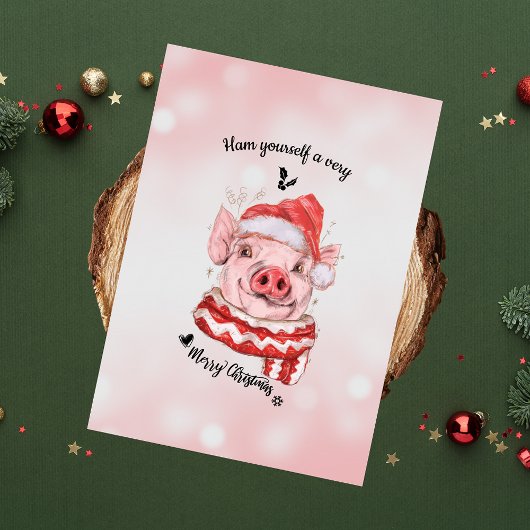 Funny Ham Yourself een zeer vrolijk kerstvarken Feestdagenkaart