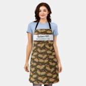 Funny Hamburger BBQ Pattern Custom Chef Name Text Schort (Gedragen)