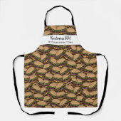Funny Hamburger BBQ Pattern Custom Chef Name Text Schort (Voorkant)