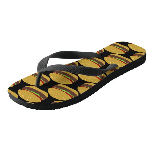 Funny Hamburger Bun BBQ Fast Food Teenslippers (Schuin)