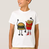 Funny Hamburger en Cartoon van Franse Fries Art T-shirt (Voorkant)