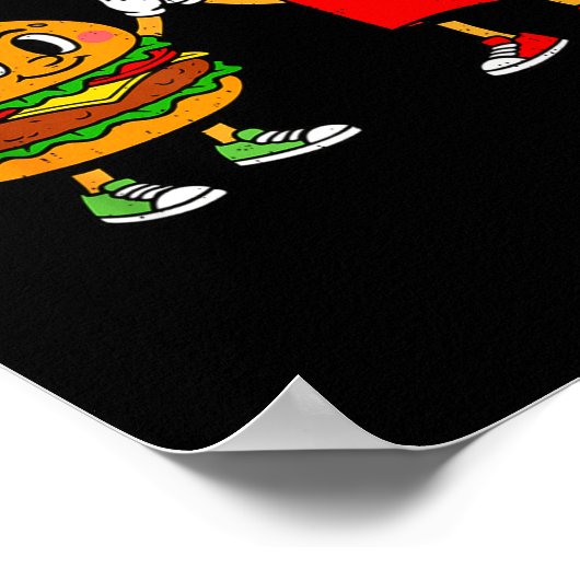 Funny Hamburger French Fries Combo Snacks Fast Foo Poster (Hoek)